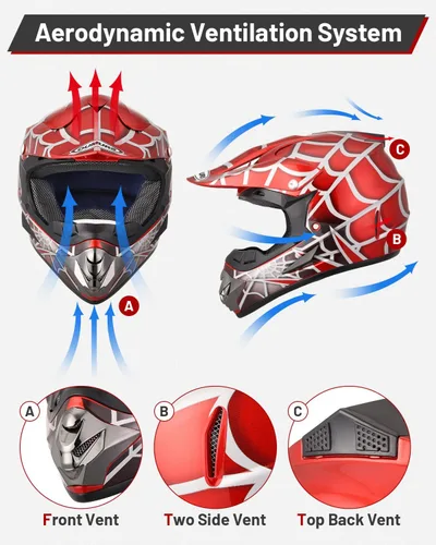 Miniatura 6 de OUMURS DOT Casco para bicicleta de tierra para jóvenes para niños y niñas de 5 a 14 años, de cuatro ruedas, motocross, BMX, MX, UTV, moto de nieve