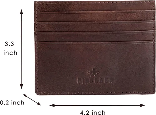 Miniatura 2 de FINELAER Carteras delgadas de cuero con bolsillo frontal para hombre, Marrón oscuro, Minimalista