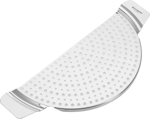Westmark Colador de sartén de acero inoxidable – Escurridor de ollas resistente al calor con asas de agarre empotradas, se adapta a macetas de hasta