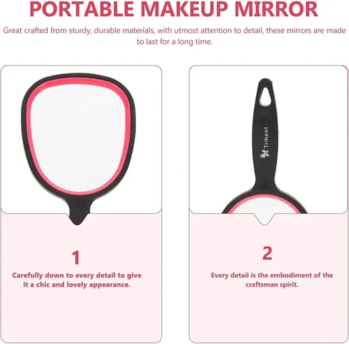 Miniatura 9 de Espejo de mano pequeño con asa para mujeres y niñas, espejos de mano ligeros para regalo, espejo de mango personal para maquillaje, viajes, baño