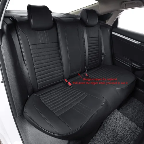 Miniatura 6 de EKR - Fundas de asiento de automóvil a la medida para Honda Civic Sedan, Sport, LX - Cuero sintético (negro)