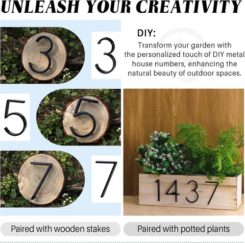 Miniatura 5 de Números de casa de 5 pulgadas para exterior, dirección de metal número 5, diseño moderno, acabado con recubrimiento en polvo negro resistente a