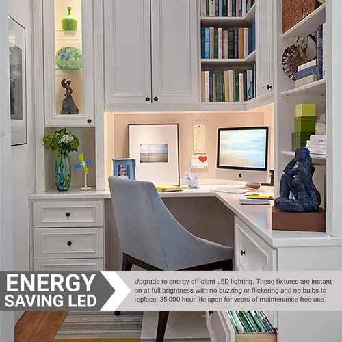 Miniatura 8 de Sunlite Iluminación LED para debajo del gabinete, enchufe de 12 pulgadas enlazables debajo de la encimera para cocina, 16 vatios, 120 voltios, 1600