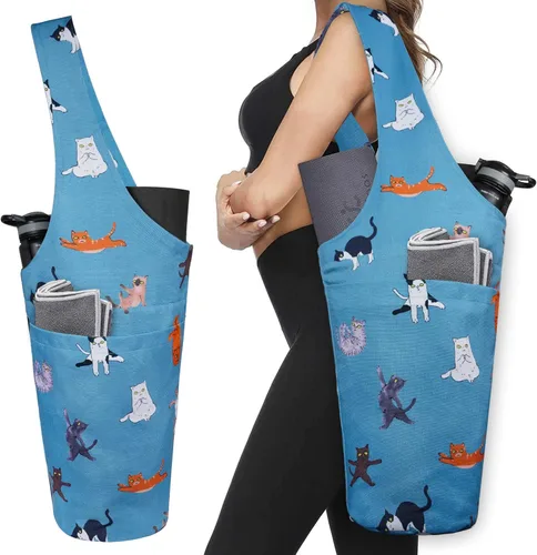 Miniatura 15 de Bolsa de esterilla de yoga impresa a la moda con bolsillo lateral grande y bolsillo con cremallera, bolsa larga de yoga que se adapta a la mayoría