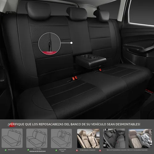 Miniatura 8 de CAR PASS Fundas de asientos de automóvil de cuero y malla de aire 3D, ajuste universal, para sedanes, camiones, SUV, compatibles con airbag, diseño