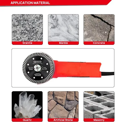 Miniatura 4 de DT-DIATOOL Hoja de diamante de 4 pulgadas para bloque de mármol de granito Disco de corte de diamante con segmentos Turbo y múltiples agujeros