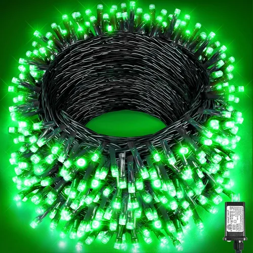 Miniatura 40 de 120 luces LED de Navidad de 40 pies para exteriores, guirnalda de luces de Navidad naranja impermeable, 8 modos de luces conectables para árbol