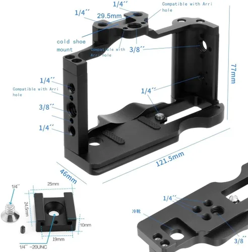 Miniatura 2 de ZV1 Kit de jaula para cámara compatible con soporte de extensión estabilizador Sony ZV1 Video DSLR (solo jaula)