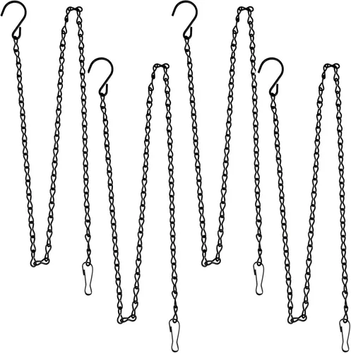 Miniatura 9 de YINGFENG - Set de 236 pulgadas de cadenas colgantes de metal negro y ganchos para cestas, para comederos de aves, bebederos de pájaros, macetas