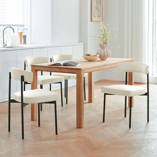 Miniatura 13 de GrandNoor Juego de 2 sillas de comedor de cuero sintético marrón, silla de cocina tapizada sin brazos, silla moderna de comedor con respaldo curvo