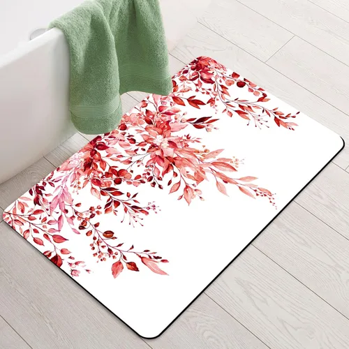 Miniatura 10 de BBiggood Alfombras de baño salvia, alfombra de baño verde salvia con hojas de eucalipto, se ajusta debajo de la puerta, alfombra de ducha fina