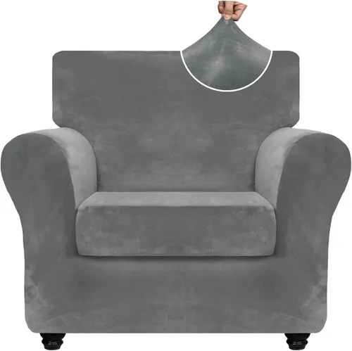 Miniatura 26 de ZNSAYOTX Funda de terciopelo de 3 piezas para sofá de 3 piezas con 2 fundas de cojín de asiento extra grandes, funda elástica para sofá de 2 plazas
