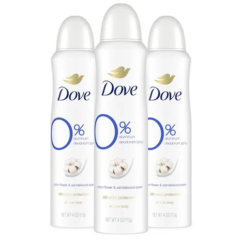 Miniatura 9 de Dove Desodorante en aerosol sin aluminio para mujeres, 3 unidades de pepino y té verde, protección contra olores de 72 horas, 4 onzas