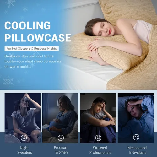 Miniatura 7 de Elegear Fundas de almohada refrescantes para personas que duermen con calor, fundas de almohada refrescantes japonesas Q-Max 0.5, en ambos lados