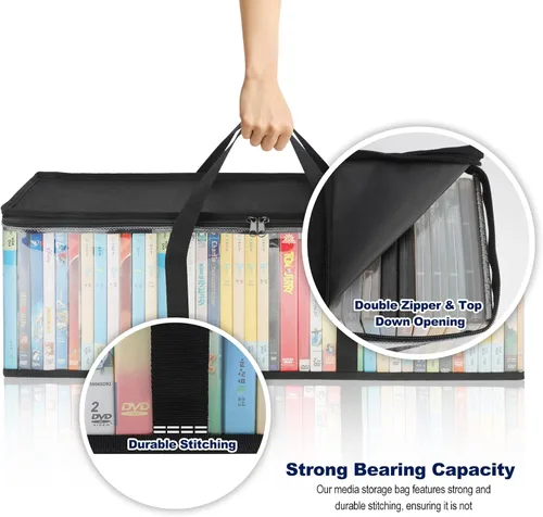 Miniatura 5 de Bolsas de almacenamiento de DVD CCidea (Set de 2) Funda de PVC transparente con asas para cajas de DVDs/CDs/VHS/Blu Ray/Películas/Videojuegos - Cada