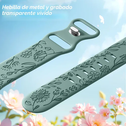 Miniatura 3 de SNBLK Paquete de 6 correas florales grabadas compatibles con Apple Watch de 40mm 41mm 42mm 38mm 44mm 45mm 46mm 49mm, mujeres y hombres, correa