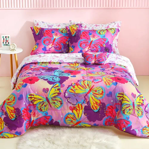 Miniatura 10 de Mooreeke Juego de edredón individual para niños de 6 piezas, juego de ropa de cama azul para adolescentes, microfibra de dinosaurio, cama para niños