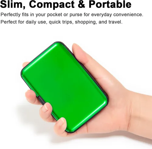 Miniatura 31 de Soporte para tarjetas de crédito, cartera metálica con bloqueo RFID para tarjetas de identificación para mujeres y hombres, funda rígida de aluminio