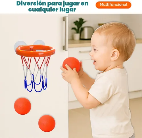 Miniatura 6 de Juguetes de baño – Aro de baloncesto para bañera para niños pequeños, niños y niñas 4 bolas sin agujero y ventosas fuertes Divertido juguete