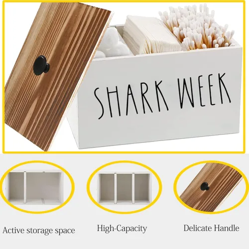 Miniatura 3 de Soporte de tampón para baño, organizador de baño de granja, contenedor de almacenamiento de baño de madera rústica con tapa, organizador