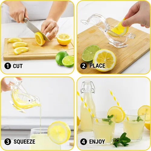 Miniatura 9 de Zulay Kitchen Exprimidor de limón de pájaro – Easy Bird Exprimidor de limón con boquilla de vertido – Prensa de cítricos de plástico duradero