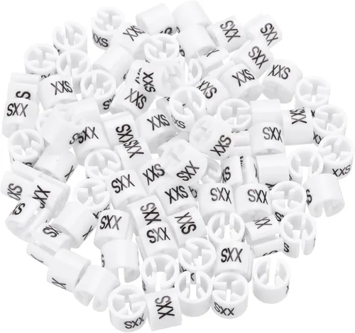 MECCANIXITY Marcador para colgar ropa tamaño 2XS para barra de 0.118 in, color blanco, para ropa de ropa, codificación de colores, paquete de 100