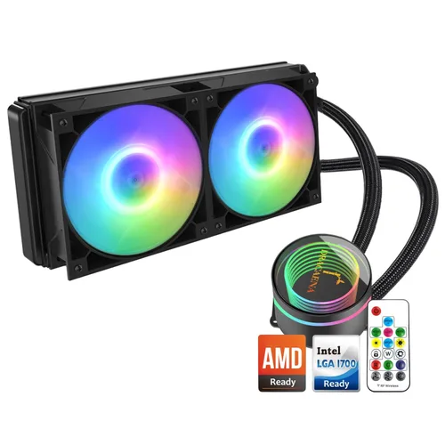Miniatura 13 de Dracaena.io Enfriador de CPU AIO de 4.724 in, control remoto ARGB, ventilador PWM ARGB silencioso, bomba de rodamiento hidráulico y radiador