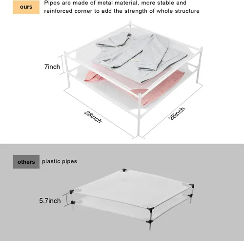 Miniatura 7 de Tendedero de secado de ropa, 2 capas para suéter plano, de malla, para interiores y exteriores, color blanco