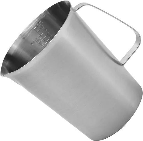Bettomshin 1 taza métrica de medición de 67.6 fl oz, taza medidora de acero inoxidable, taza de espuma de leche con marcado y asa, tazas de mezcla
