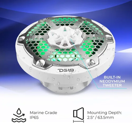 Miniatura 4 de DS18 Hydro NXL-6M/WH - Par de altavoces coaxiales para parrilla de malla de alta gama, altavoz de automóvil de 2 vías con luces RGB integradas