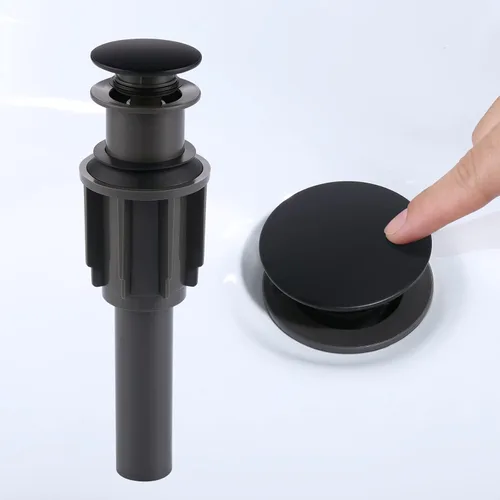 Miniatura 21 de Drenaje de fregadero de baño sin desbordamiento, tapón emergente ARCORA de oro cepillado para fregadero de recipiente con botón de clic