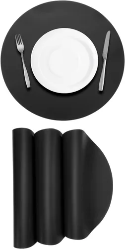 Miniatura 9 de UXCELL 4 manteles individuales de piel sintética para mesa de comedor, manteles redondos de piel sintética, resistentes al calor, impermeables, a