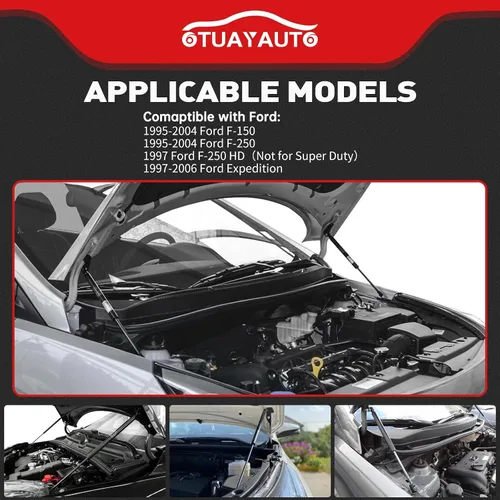 Miniatura 2 de OTUAYAUTO Hood Struts Shocks Replacement for 1995-2004 Ford F150 F250, 1997-2006 Ford Expedition Front Hood Lift Supports, Compatible with OEM 4478