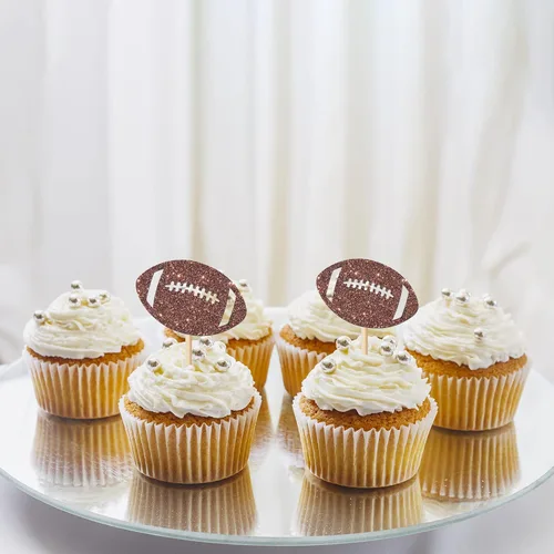 Miniatura 5 de 24 adornos de fútbol para cupcakes con temática deportiva, para cumpleaños, baby shower, fiesta, decoración de fiesta de fútbol para niños y hombres