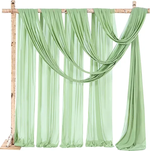 Miniatura 14 de Cortinas de boda con rosas polvorientas, 2 paneles de 6 yardas, cortinas de fondo transparentes para despedida de soltera, arcos de boda