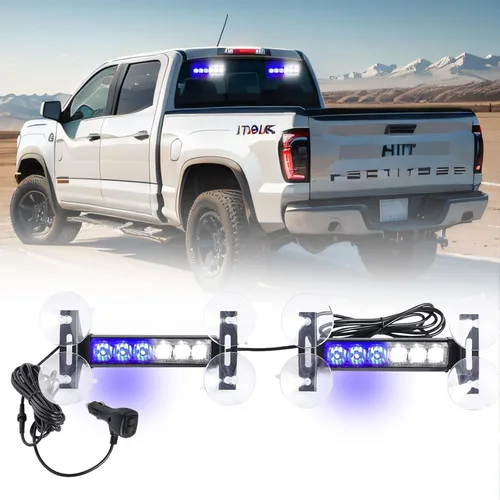Miniatura 11 de 2 luces estroboscópicas de emergencia de 6.1 pulgadas, rojo y blanco, 12 LED de advertencia de peligro intermitentes de seguridad delantero/trasero