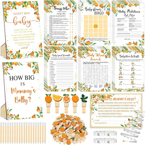 Miniatura 28 de Funnymoom 426 Piezas Juego de Juegos para Baby Shower de Papel Kraft - 8 Juegos, Incluye Bingo de Baby Shower, El Precio Correcto, Adivina Quién