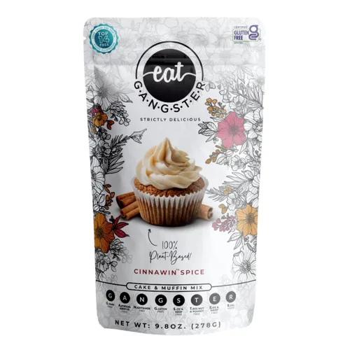 eat G.A.N.G.S.T.E.R. Mezcla para pastel y muffins de canela Cinnawin, mezcla para hornear apta para alergias, sin granos, sin lácteos, sin frutos