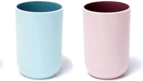 Miniatura 13 de Juego de 2 vasos irrompibles reutilizables para cepillos de dientes, vasos de plástico para cepillos de dientes, 10.1 fl oz/10.5 onzas, aptos