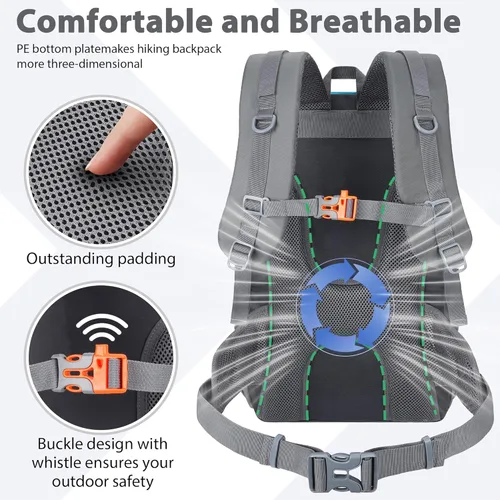 Miniatura 4 de Mochila de senderismo de 30 L, ligera, mochila de viaje pequeña para hombres y mujeres, para acampar al aire libre, mochilero, color azul