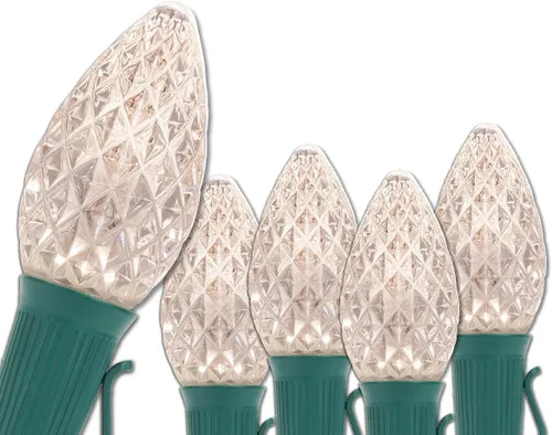 Miniatura 12 de Wintergreen Lighting C7 OptiCore - Luces de Navidad comerciales – Bombillas LED resistentes en cable verde (100 luces, 100 pies, verde/blanco frío)
