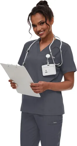 Miniatura 6 de niaahinn Conjunto de uniforme médico para mujer con cuello en V clásico y pantalones deportivos de yoga, uniforme médico de enfermería