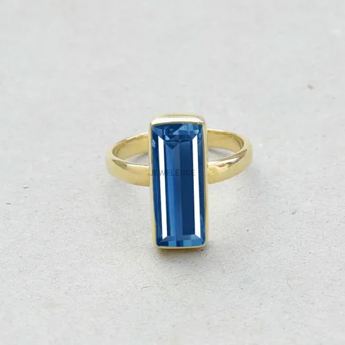 Miniatura 55 de Anillo de plata de ley maciza superpuesta de oro amarillo de 18 quilates para mujer, anillo de compromiso de plata esterlina, juego de bisel