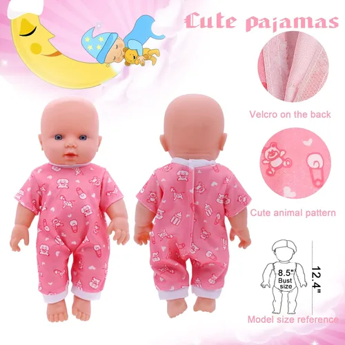 Miniatura 4 de Regalo de ropa y accesorios para muñecas: 8 piezas de ropa de muñeca Alive-Baby para muñecas de 12 pulgadas, 6 juegos completos de ropa de vestidos
