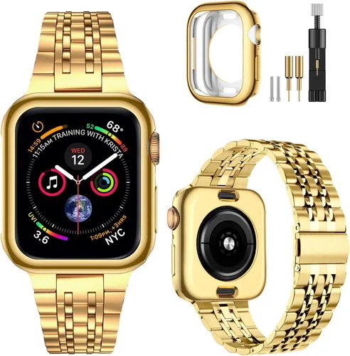 Miniatura 7 de MioHHR - Correa compatible con Apple Watch de 49 mm Ultra 3/2/1, correa de metal de acero inoxidable sólida para iWatch 49 mm Series Ultra 3/2/1