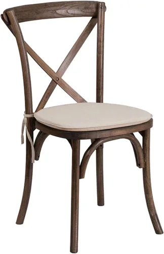 Flash Furniture HERCULES Series Silla apilable de madera americana con respaldo cruzado con cojín Temprano americano