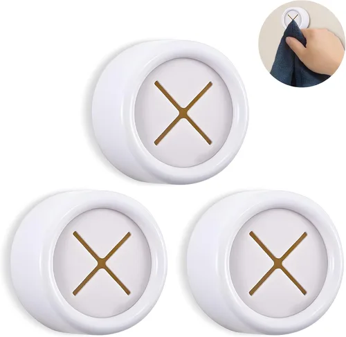 Miniatura 9 de Philbinden 3 piezas de ganchos para toallas de cocina redondos adhesivos para toallas de cocina con acabado en cromo premium y fácil instalación