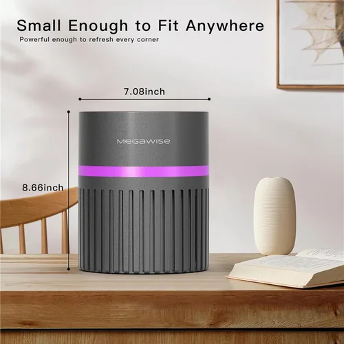 Miniatura 6 de MEGAWISE Purificador de aire HEPA H13 para el hogar y la oficina, limpiador de aire de escritorio con filtro HEPA verdadero, diseño ultra silencioso