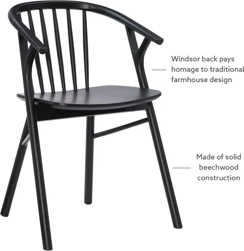 Miniatura 8 de Linon Breeanne - Silla de comedor con respaldo y silla de montar Windsor color negro