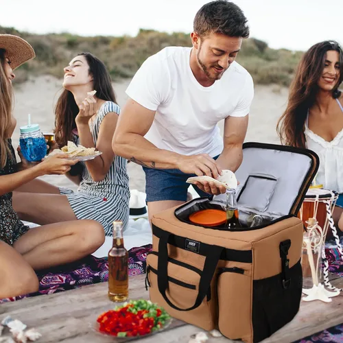 Miniatura 4 de MIER Bolsa enfriadora suave extra grande de 30 litros con abridor de botellas para camping, playa, barbacoa, comestibles, golf, a prueba de fugas